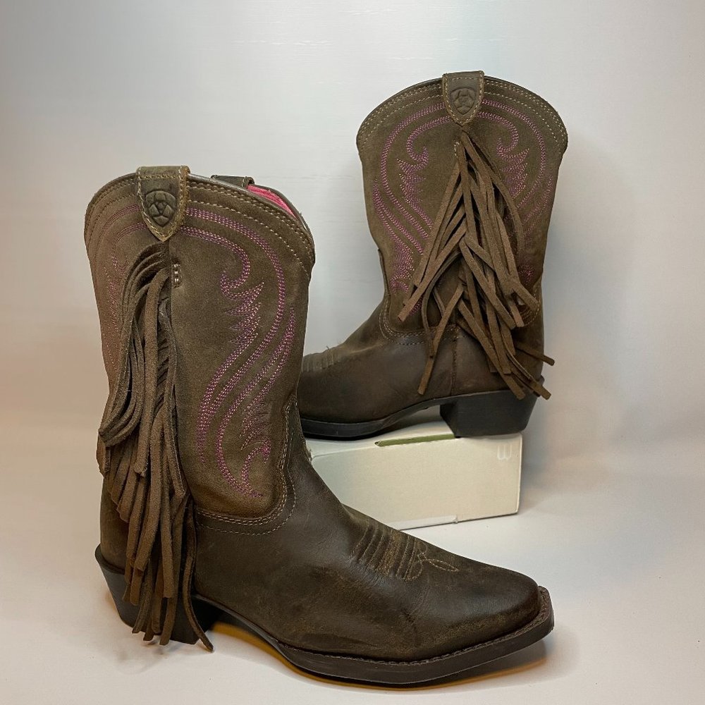 ARIAT Fancy Fringed Girls Leather Boots Size 1